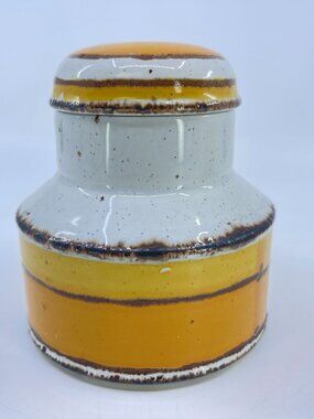 vintage stonehenge midwinter "sun" stoneware covered sugar made In england